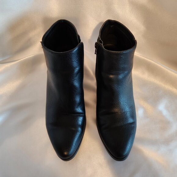 Aldo "Orticelli" Black Leather Bootie with Gold Buckle Detail - Picture 2 of 3